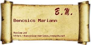 Bencsics Mariann névjegykártya