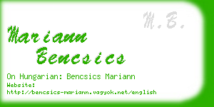 mariann bencsics business card